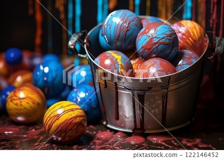 Banner consisting from traditional species paint in bowl for celebration holiday sukkot, Ai generated Banner consisting from traditional species paint in bowl for celebration holiday sukkot, Ai generated 122146452