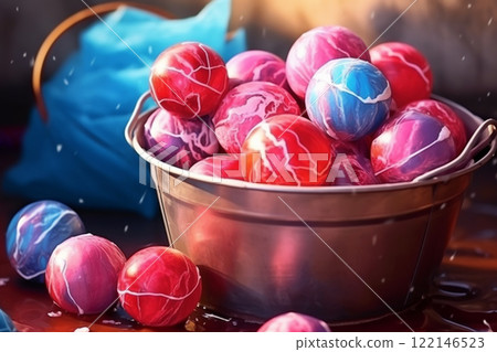 Banner consisting from traditional species paint in bowl for celebration holiday sukkot, Ai generated 122146523