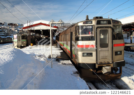 Hakodate Main Line 731 series train parked at Otaru Station in winter (Otaru, Hokkaido) Hakodate Main Line 731 series train parked at Otaru Station in winter (Otaru, Hokkaido) 122146621