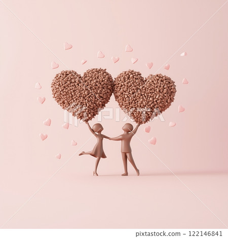 巧克力人物描繪甜蜜愛情的形狀 巧克力人物描繪甜蜜愛情的形狀 122146841