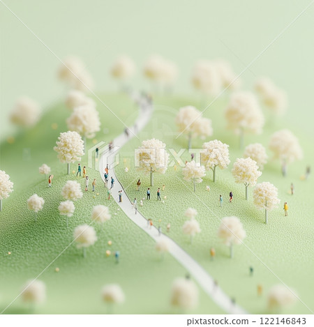 春天,山上櫻花盛開,微型櫻花盛開 春天,山上櫻花盛開,微型櫻花盛開 122146843