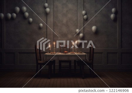 Candlestick with burning candles for Hanukkah, Ai generated 122146906