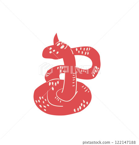 Snake Chinese New Years symbol. Cny zodiac snake lunar 2025 isolated on white background. Vector hand drawn flat illustration Snake Chinese New Years symbol. Cny zodiac snake lunar 2025 isolated on white background. Vector hand drawn flat illustration 122147188