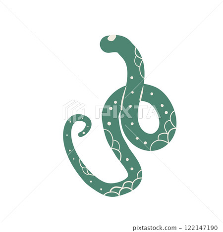 Green snake Chinese New Years symbol. Cny zodiac snake lunar 2025 isolated on white background. Vector hand drawn flat illustration Green snake Chinese New Years symbol. Cny zodiac snake lunar 2025 isolated on white background. Vector hand drawn flat illustration 122147190