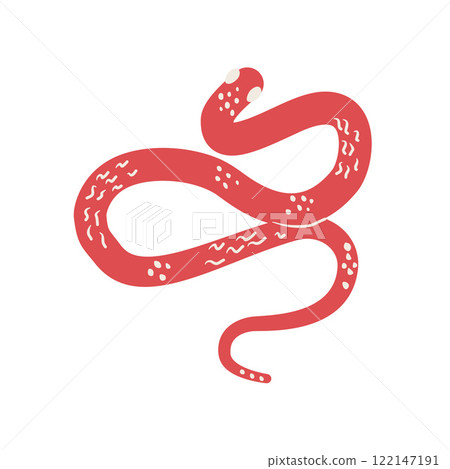 Snake Chinese New Years symbol. Cny zodiac snake lunar 2025 isolated on white background. Vector hand drawn flat illustration 122147191