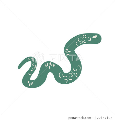 Green snake Chinese New Years symbol. Cny zodiac snake lunar 2025 isolated on white background. Vector hand drawn flat illustration Green snake Chinese New Years symbol. Cny zodiac snake lunar 2025 isolated on white background. Vector hand drawn flat illustration 122147192