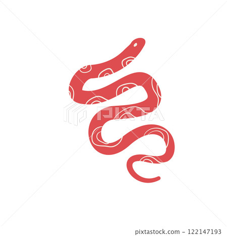 Red snake Chinese New Years symbol. Cny zodiac snake lunar 2025 isolated on white background. Vector hand drawn flat illustration Red snake Chinese New Years symbol. Cny zodiac snake lunar 2025 isolated on white background. Vector hand drawn flat illustration 122147193