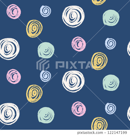 Polka dots seamless pattern crayon drawn. Circle confetti endless background. Birthday round points by pencil repeat cover. Scribble spots marker draw. Vector surface design festive motif. Polka dots seamless pattern crayon drawn. Circle confetti endless background. Birthday round points by pencil repeat cover. Scribble spots marker draw. Vector surface design festive motif. 122147199