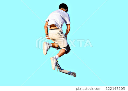 young man jumping with a tablet young man jumping with a tablet 122147205