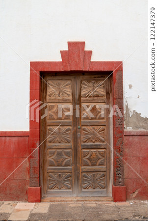 Ornate wooden door, Teguise, Lanzarote, Spain Ornate wooden door, Teguise, Lanzarote, Spain 122147379