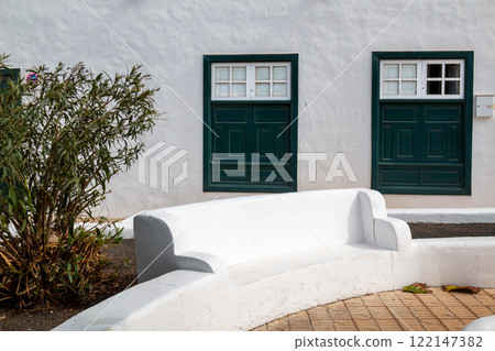 Park with a white bench, Teguise, Lanzarote, Spain 122147382