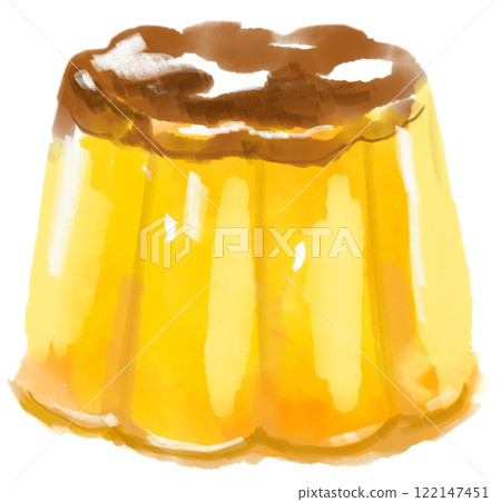 美味飽滿的布丁的水彩插圖 美味飽滿的布丁的水彩插圖 122147451