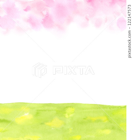 櫻花和水彩的綠色背景 122147573