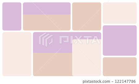 Bento box horizontal template. Y2K collage grid shapes. Geometry modular moodboard frames. UI design elements border. Label textboxes composition pack. Trendy blocks blank layout. Vector flat 122147786
