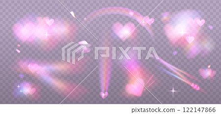 Big set of romantic lens, crystal pink light and flare transparent effect elements. Valentine's day Overlay templates. Triangular glass prism concept. Vector eps10 Big set of romantic lens, crystal pink light and flare transparent effect elements. Valentine's day Overlay templates. Triangular glass prism concept. Vector eps10 122147866