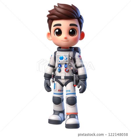 Cute Cartoon Astronaut Boy in Space Suit 122148038