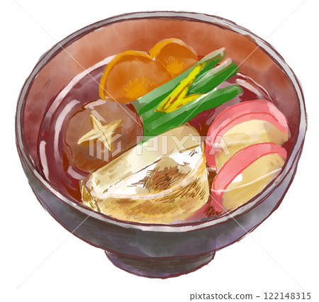 看起來美味的 zoni 水彩插圖 122148315