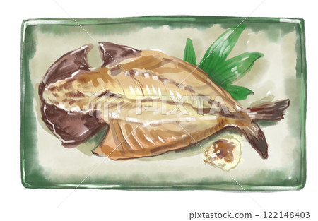 看起來美味的竹莢魚開口的水彩插圖 看起來美味的竹莢魚開口的水彩插圖 122148403