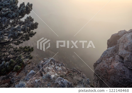 Dramatic fog among giants rocky mountains. Dramatic fog among giants rocky mountains. 122148468