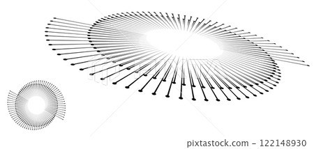 Spiral with black lines as dynamic abstract vector background or logo or icon. Abstract background with lines in circle. Artistic illustration with perspective on white background. 122148930