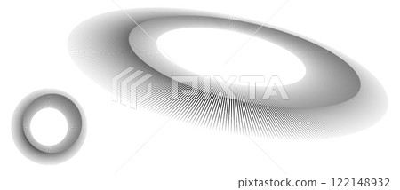 Spiral with black lines as dynamic abstract vector background or logo or icon. Abstract background with lines in circle. Artistic illustration with perspective on white background. 122148932