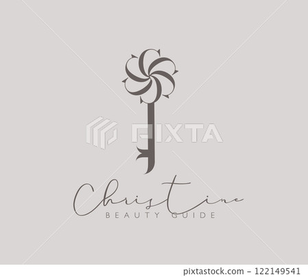 Key stylized beauty guide label design 122149541