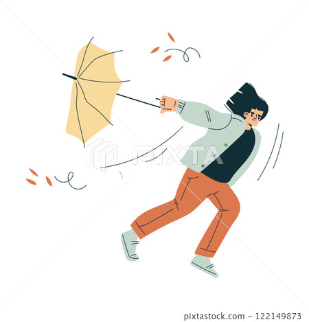 Storm with Woman Character Struggle with Umbrella in Hurricane Vector Illustration Storm with Woman Character Struggle with Umbrella in Hurricane Vector Illustration 122149873