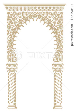 Ornamental carved arch in Indian or Arabic style Ornamental carved arch in Indian or Arabic style 122150305