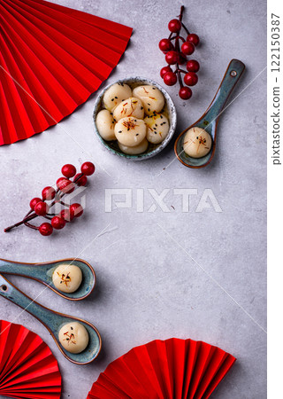 Tang yuan rice dumpling balls for Chinese lunar New year celebration 122150387