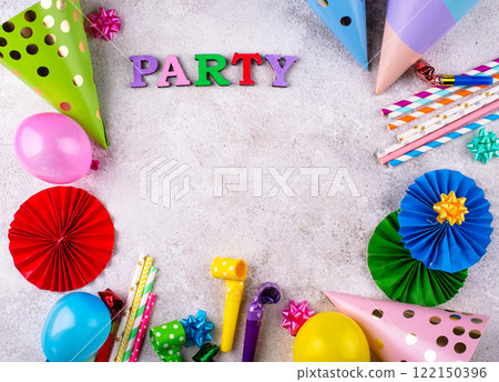 Birthday party celebration concept with papaer hat 122150396