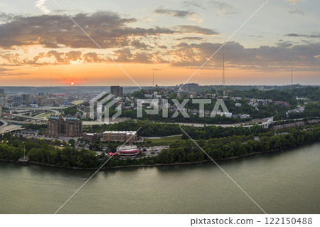 Cincinnati, Ohio residential neighborhood townscape. Mount Adams is geographic landmark east of downtown Cincinnati 122150488