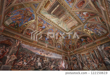 Raphael Rooms frescoes. The frescoes are dedicated to the life of Constantine and symbolically represent the victory of the Church over paganism 122150619