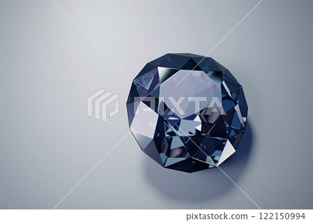 Big blue luxury sapphire diamond on grey background.Macro.AI Generative. Big blue luxury sapphire diamond on grey background.Macro.AI Generative. 122150994
