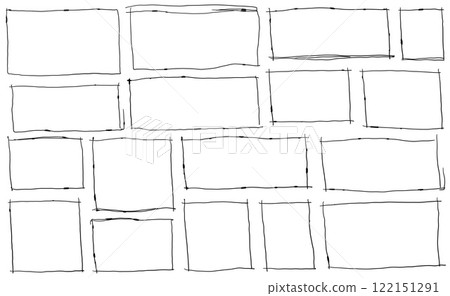 Border frame. Black dirty scribble square collection. Simple scratch brush empty doodle. Freehand grungy rectangle. Outline sketch drawn line Border frame. Black dirty scribble square collection. Simple scratch brush empty doodle. Freehand grungy rectangle. Outline sketch drawn line 122151291