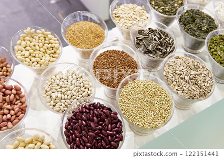 Seeds, beans and cereals in store Seeds, beans and cereals in store 122151441