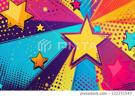 Star pop art beam and motion. Cartoon creative explosion. Vintage halftone popart effect. Abstract magic bubble illustration. Colorful comic book template. Flash burst wallpaper Star pop art beam and motion. Cartoon creative explosion. Vintage halftone popart effect. Abstract magic bubble illustration. Colorful comic book template. Flash burst wallpaper 122151547
