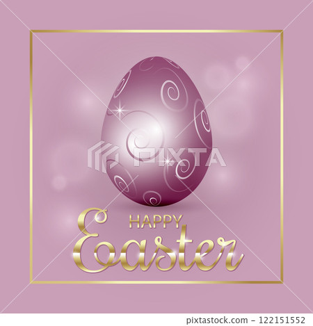Purple Easter egg on light pink background 122151552