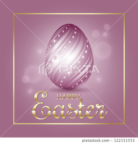 Purple Easter egg on pink background 122151553
