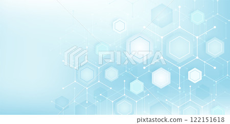 Health care abstract background with lines, dots and hexagons. Medical innovation banner template concept. Vector illustration. Health care abstract background with lines, dots and hexagons. Medical innovation banner template concept. Vector illustration. 122151618