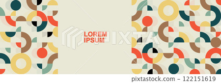 Bauhaus geometric pattern background. Vector abstract trendy bauhaus pattern for header, web banner, website, presentation Bauhaus geometric pattern background. Vector abstract trendy bauhaus pattern for header, web banner, website, presentation 122151619