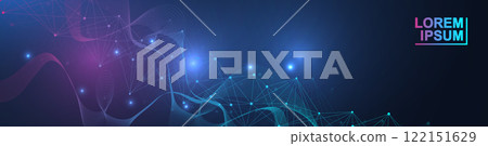 Molecular structure DNA, atom, neurons. Science concept for your design. Connected lines with dots. Medical, technology, chemistry, science background. illustration 122151629