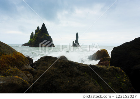 Reynisfjara lava beach view, south Iceland landscape Reynisfjara lava beach view, south Iceland landscape 122152027
