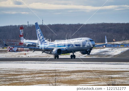 Winter at New Chitose Airport, landing plane, Chitose, Hokkaido 122152277