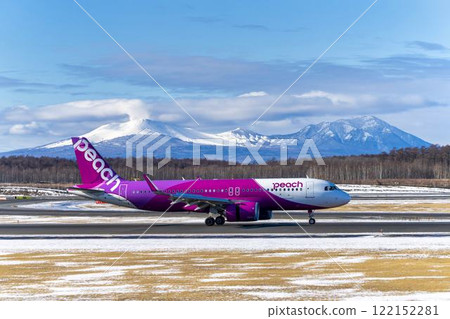 Winter at New Chitose Airport, landing plane, Chitose, Hokkaido 122152281