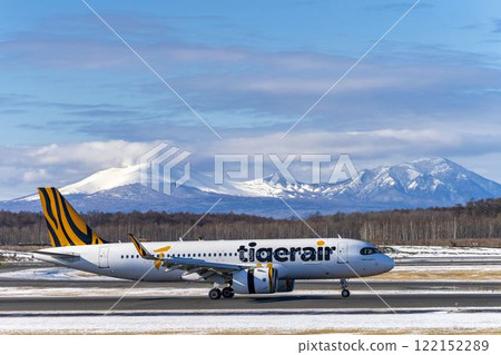 Winter at New Chitose Airport, landing plane, Chitose, Hokkaido 122152289