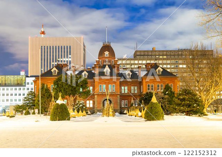 Winter evening, Former Hokkaido Government Office (Red Brick Building), Sapporo, Hokkaido 122152312