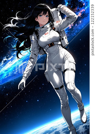 女太空人的圖像插圖 女太空人的圖像插圖 122152339
