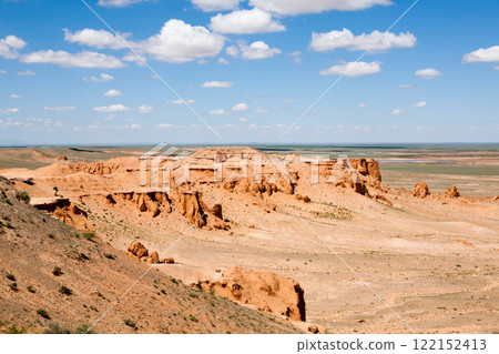 Flaming Cliffs rocks landscape, Mongolia. Gobi desert 122152413