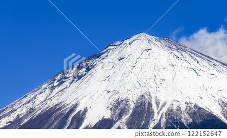 從靜岡縣富士宮市眺望白雪覆蓋的富士山的特寫 122152647