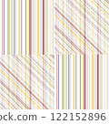 Seamless abstract pattern featuring diagonal and vertical stripes in earthy tones of red, yellow, green, and white. Ideal for textiles, wallpapers, gift wrapping, and creative digital designs 122152896